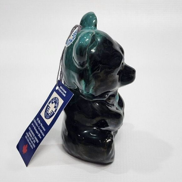 Blue Mountain Pottery 5" Green Drip Glaze Teddy Bear w Sticker Tag Canada - Picture 7 of 8